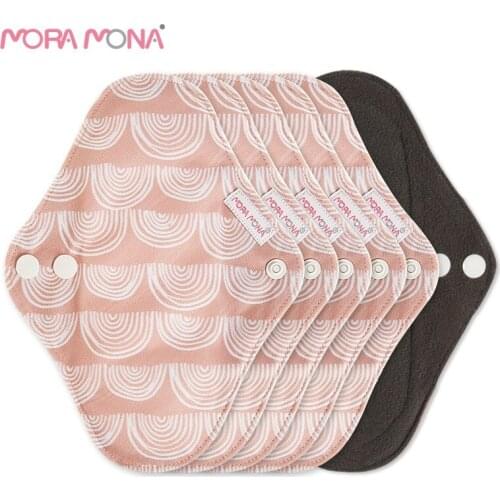 5 Pcs Menstrual Pads Gaskets Washable Bamboo Charcoal Reusable Pads Menstrual Period Pad Sanitary Napkin