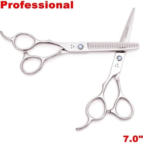 7.0 Hair Scissors Left Hand Professional Hairdressing Scissors Barber Scissor Set Thinning Hair Cut Shears Hairdresser 8001