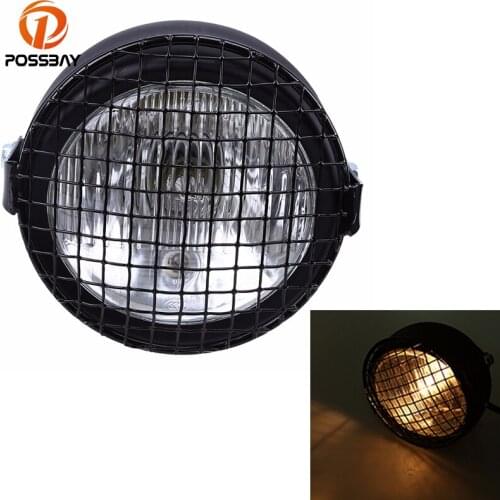POSSBAY 6.5" CNC Motorcycle Accessories Motocicleta Headlight Finned Grill Cover For Harley Honda Suzuki Cafe Racer Lightings