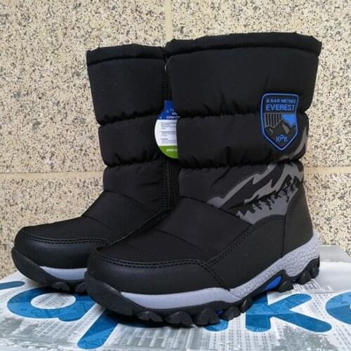 Boy snow boots Natural wool winter children cotton boots waterproof size 32 to 35 wallvell