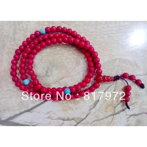 6mm Bead red coral stone howlite 108 lucky Buddha beads Prayer Mala Rosary Bead Necklace bracelet Both Women & Men gift