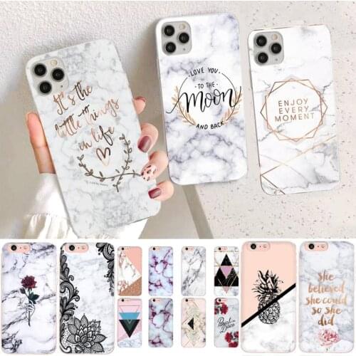 YNDFCNB Marble Flower Phone Case for iPhone 11 12 pro XS MAX 8 7 6 6S Plus X 5S SE 2020 XR case