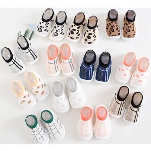 Baby Cartoon Anti-skid Floor Socks Spring and Autumn Leopard Print Childrens Rubber Sole Shoes Baby Toddler Fashion Sock Shoes