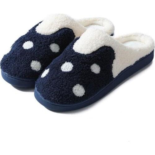Home Spring Autumn Cotton Slippers Female Thick-Soled Winter Warm Indoor Floor Slippers Male Dormitory Couple Non-Slip Shoes