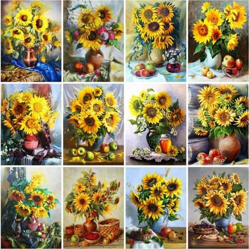 Evershine Diamond Painting Sunflower Rhinestone Picture 5D Diamond Embroidery Sale Flower Diamond Mosaic Full Layout Home Decor