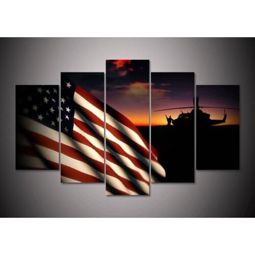 HD Print 5 pcs US flag Boat canvas wall art painting modern Home Decor wall art print living room decor painting /PT0961
