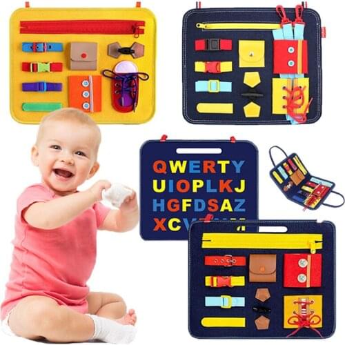 Toddler Montessori Toys Educational Fine Motor Skills Training Learn To Dress Basic Skills Busy Board Toys For Preschool Kids