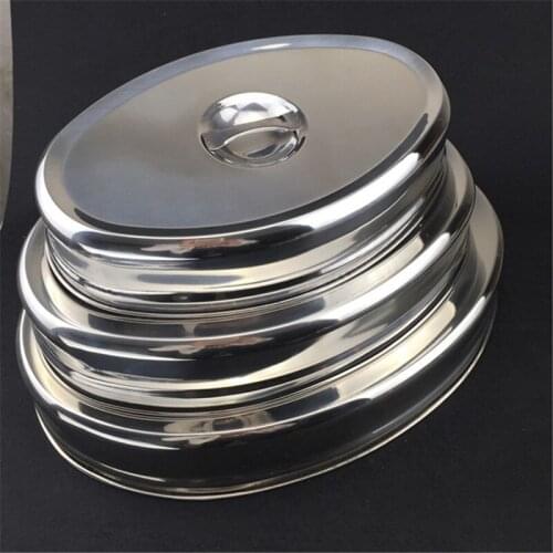 Oval stainless steel Western restaurant thick round sushi steak lid cover baking pan wok cap kitchenware food lid stove cover