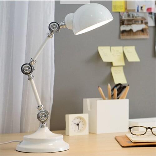 L19-Nordic Style LED Read Lights Metal Robot Table Lamp Swing Arm Desk Reading Lamp High Quality Vintage Bedside Lamp