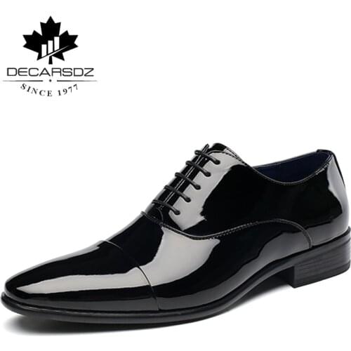 DECARSDZ Man Shoes 2021 Dress Shoes Design High Quality Leather Formal Business Wedding Style Lace-Up Groomsman Mens Shoes