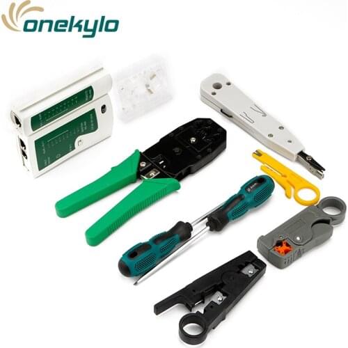 Computer Network Repair Tool Kit Wire stripper LAN Cable Tester Wire Cutter Screwdriver Pliers Crimping Maintenance Tool Set Bag