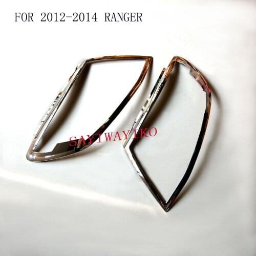 For Ford Ranger 2012-2014 ABS Chrome Auto Lamp Hood Covers Decorations trim Headlight Lamp Shade Front Light Lamp Cover 2pcs/set