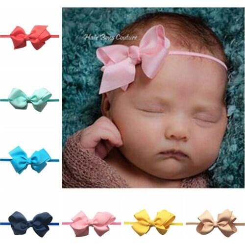 2016 New arrive baby girls headband with Ribbon Bow 8cm Match Delicate Bring Children Hair Decorate Headwear