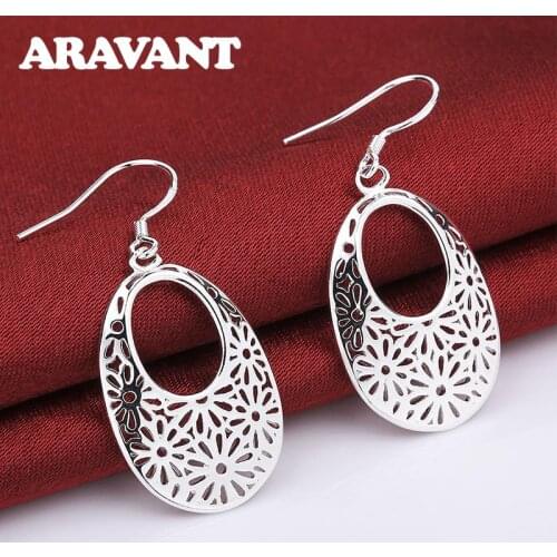 New Arrival 925 Silver Hollow Long Hanging Dangle Earrings Women Wedding Jewelry Gifts