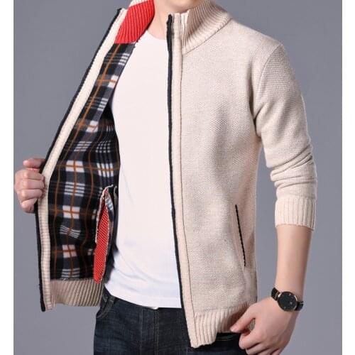 New Mens Sweater Jackets Autumn Winter Warm Cashmere Wool Zipper Cardigan Sweaters Man Casual Knitwear Sweatercoat Jacket male