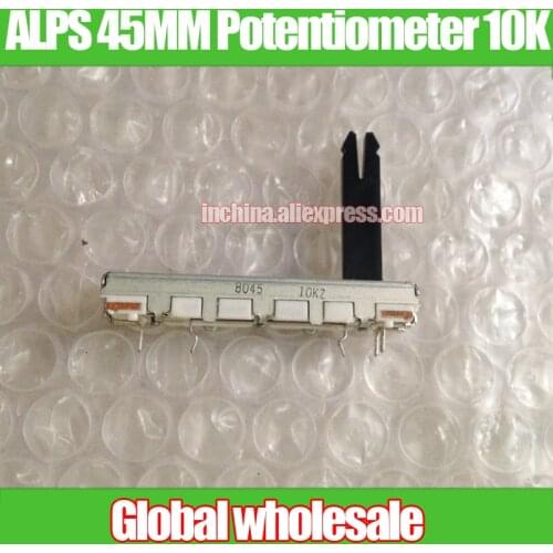 2pcs ALPS 45MM Single Slide Potentiometer 10K / Slide Potentiometer 10KZ / Plastic Handle Length 25MM