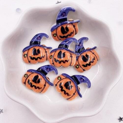 Resin Cool Pumpkin Flatback Cabochon Stone Figurines Appliques Home Decor Crafts 20pcs DIY Christmas Scrapbook OH592