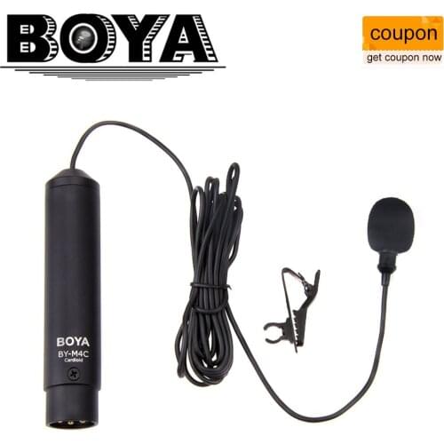 BOYA Professional Clip-On Cardioid XLR Lavalier Microphone BY-M4C for Sony Canon Panasonic Camcorders Zoom Audio Recorders