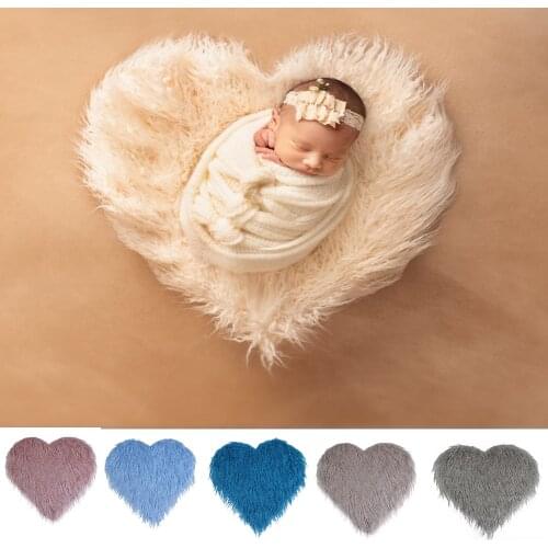 Heart Shape Soft Long Pile Faux Fur Newborn Baby Blanket Basket Filler Newborn Baby Photography Accessories
