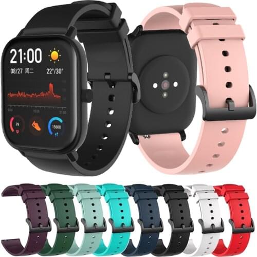20mm Silicone Strap For Xiaomi Huami Amazfit GTS/GTS 2 Mini/Bip Lite/Pop Pro Replacement Watchband For Huawei Honor Watch ES