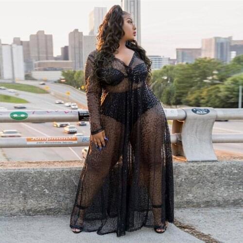 V Neck Long Sleeve Women Dress xxxxl Autumn Sexy Dress Night Club Transparent Plus Size Maxi Dresses for Women Dropshipping