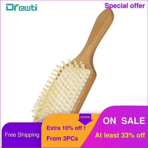 DREWTI Womens Wooden Hairbrush Natural Hair Makeup Brushes Charm Large Paddle Brush Hair Volumizer Comb Hairdressing Barber
