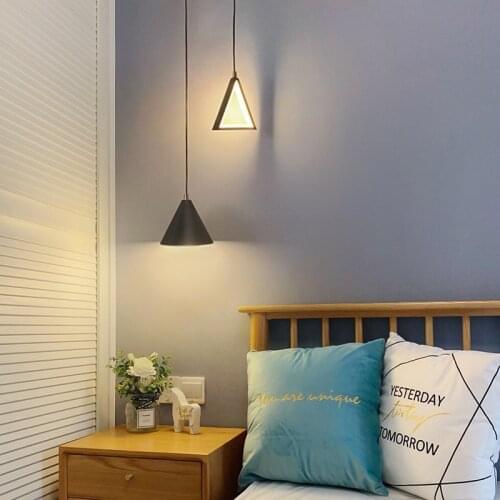 Nordic bedside chandelier modern minimalist net red light luxury living room background wall bedroom lamp black Ceiling lights