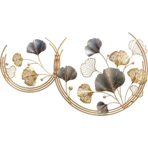 Modern Wrought iron 3D Ginkgo Leaf Wall Hanging Ornament Home Livingroom Wall Sticker Decoration Hallway Porch Wall Mural Crafts