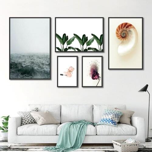 Modern Minimalist Plants Shell Sea Canvas Paintings Nordic Art Wall Poster Decor Pictures For Living Room