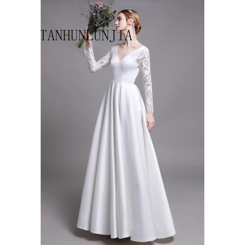 Свадебные платья с v-образным вырезом TANHUNLUNJIA China At AliExpress