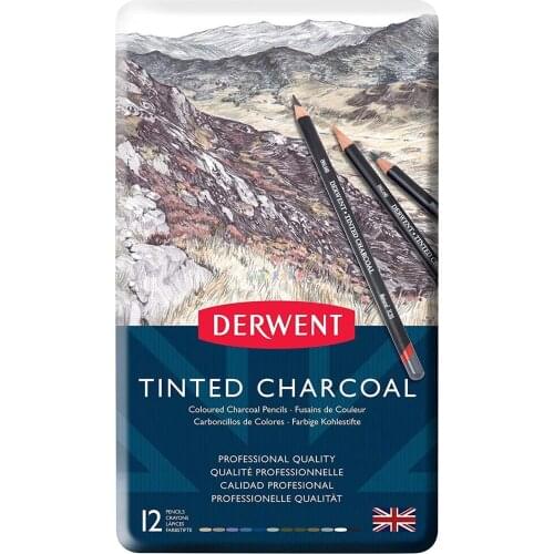 Estojo Lapis Carvao Derwent Tinted Charcoal 12 Cores,Derwent Tinted Charcoal Pencils, 4mm Core, Metal Tin, 12 Count (2301690)