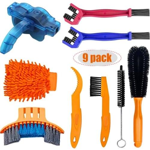Bike Cleaner Tool Kit Bicycle Chain Cleaning Brush Tool Set Suitable for Chain/Crank/Sprcket/Tire Corner Rust Blot Dirt Clean
