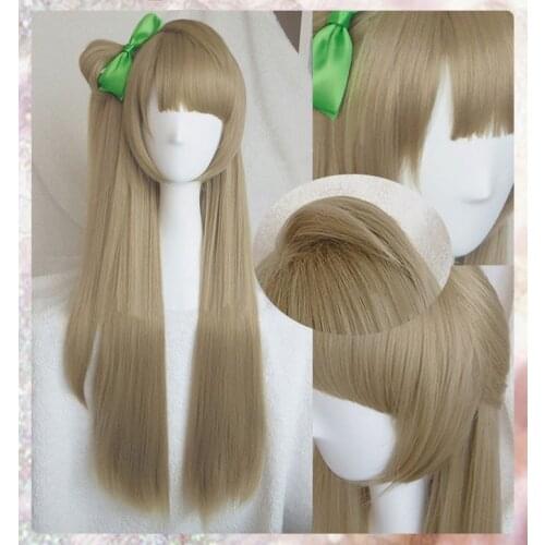 High Quality Anime LoveLive! Love Live Kotori Minami Wig Halloween Hair Cosplay Costume Wigs + Green Bow Hairpin