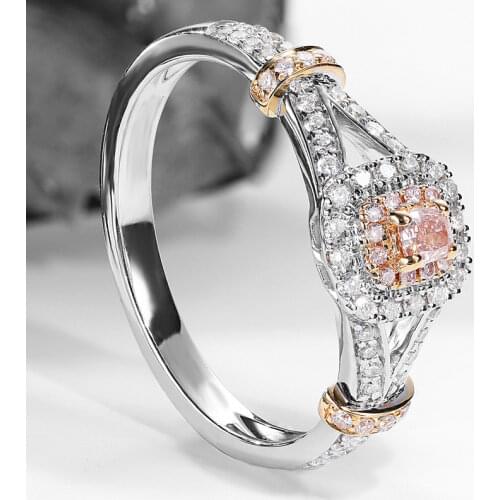 14k White Gold Plated Pink Simulation Diamond Ring For Women Fashion Group Set Square AAA Zircon Gemstone Rings Fine Jewelry
