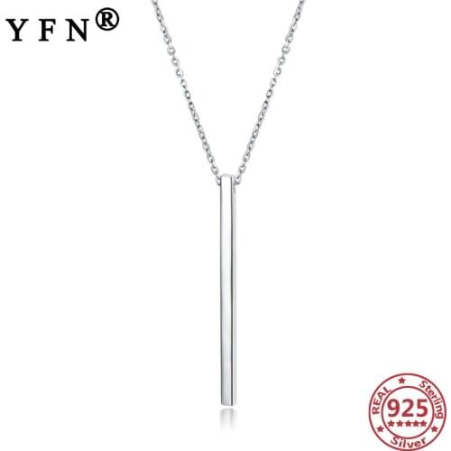 YFN 925 Sterling Silver Pendant Necklace Cuboid Trendy Jewelry Gift Simple Daily Style Valentines Day Gift Womens Jewelry Gift