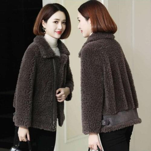 2021 Women Spring Real Lambs Wool Fur Coat Lady Genuine Granular Sheep Shearing Jacket Female Casual Warm Motorcycle Jacket K314