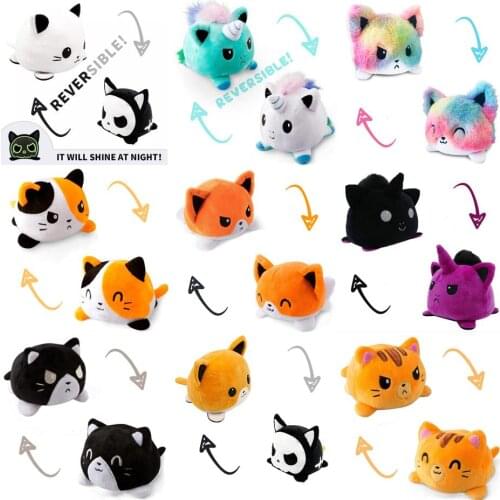 1PC Cute Cat Plush Doll Pulpo Reversible Plush Toy Soft Double-sided Flip Cat Doll Children Girls Doll Home Decoration
