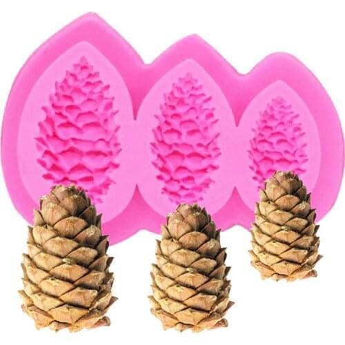 1pc Christmas Fondant Mold Creative 3-Grid Pinecone Silicone Mold Chocolate Mold Fondant Cake Mold