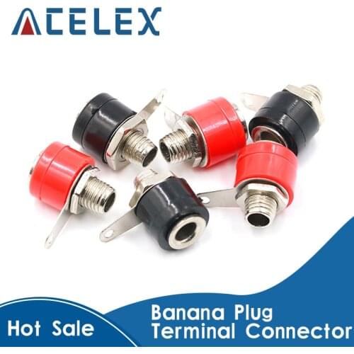 10PCS/LOT 4mm Banana Socket Jack For Banana Plug Terminal Connector Black Red
