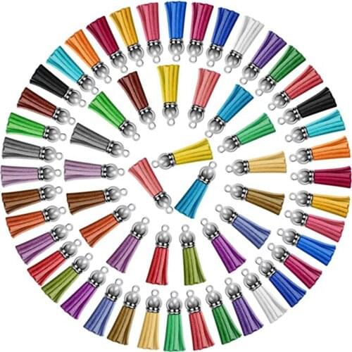 120Pcs Bulk Keychain Tassels Leather Tassels for Jewelry Making Colored Tassel Pendant for DIY Keychain Key Rings Craft Supplies