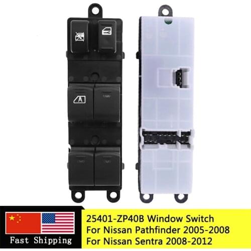 25401-ZP40B Electric Power Window Switch for Nissan Pathfinder 2005-2008 Sentra 2008-2012 25401-ZT50A 25401-ZJ60A 25401-ZE80A