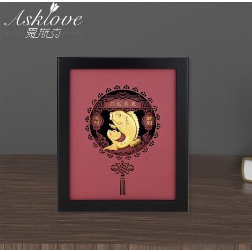 3D Chinese traditional painting Rat Fish Horse Pictures Gold Foil Crafts Feng shui Wealth Lucky Fortune Wall Pictures Home Decor