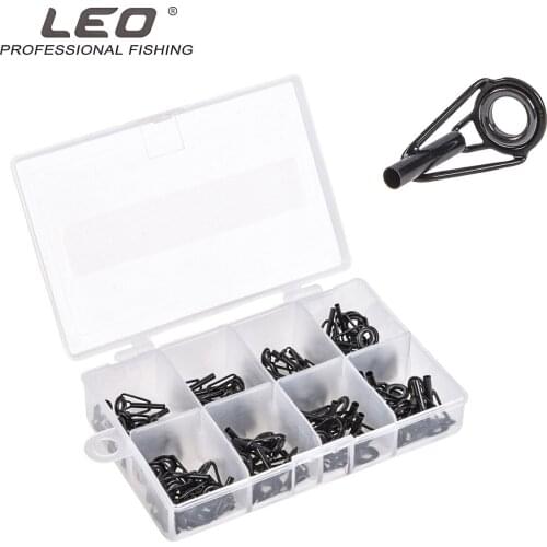80pcs/lot Leo Fishing Guide Ring Suit 27925 Black Stainless Steel Ceramic Lure Fishing Accessories Pesca 8 Kinds Size Guide Ring