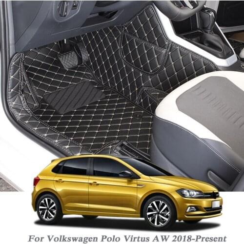 Car Styling PU Leather Floor Mat For Volkswagen Polo Virtus AW 2018- Present LHD Auto Foot Pad Automobile Carpet Cover Accessory