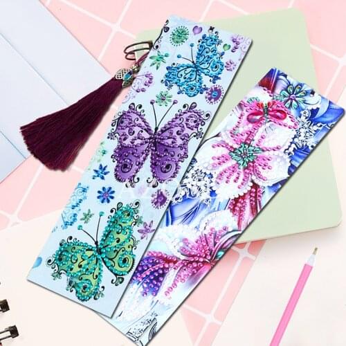 AZQSD DIY Diamond Painting Bookmarks Tassel Gift Special Shaped Diamond Embroidery Flowers Pattern DIY Craft