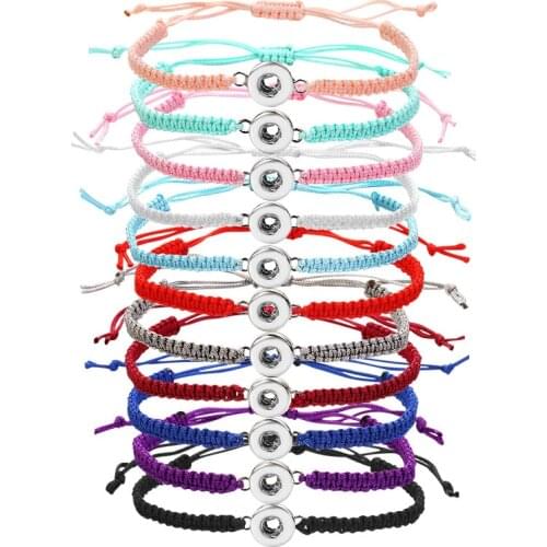 Best sale fashion SE0145 Colorful Rope manual adjustable bracelet DIY snap bracelet Kids size fit 12mm snap buttons wholesale