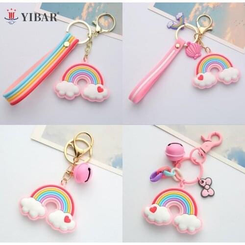 Cute Rainbow Cartoon Fairy Figure Doll Key Chain For Woman Bag Childrens Book Backpack Keychain Charm Jewelry