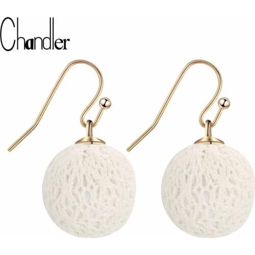 Chandler White Fabric Ball Drop Earring Geometric Statement Earrings 2018 Women Jewelry Fashion Accessories Wholesale Drop Ship