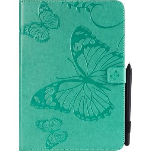 Butterfly Pattern PU Leather Tablet Case for Samsung Galaxy Tab A T550 T555 9.7 Inch Holster Flip Stand Cover Foldable Funda+pen