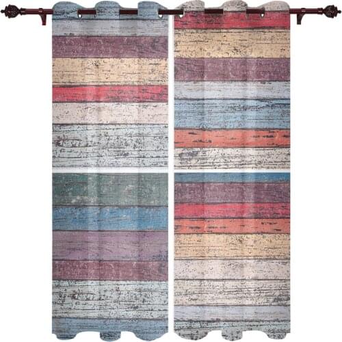 Wood Plank Retro Stripes Outdoor Curtain For Garden Patio Curtains Bedroom Living Room Kitchen Bath Room Panel Drape